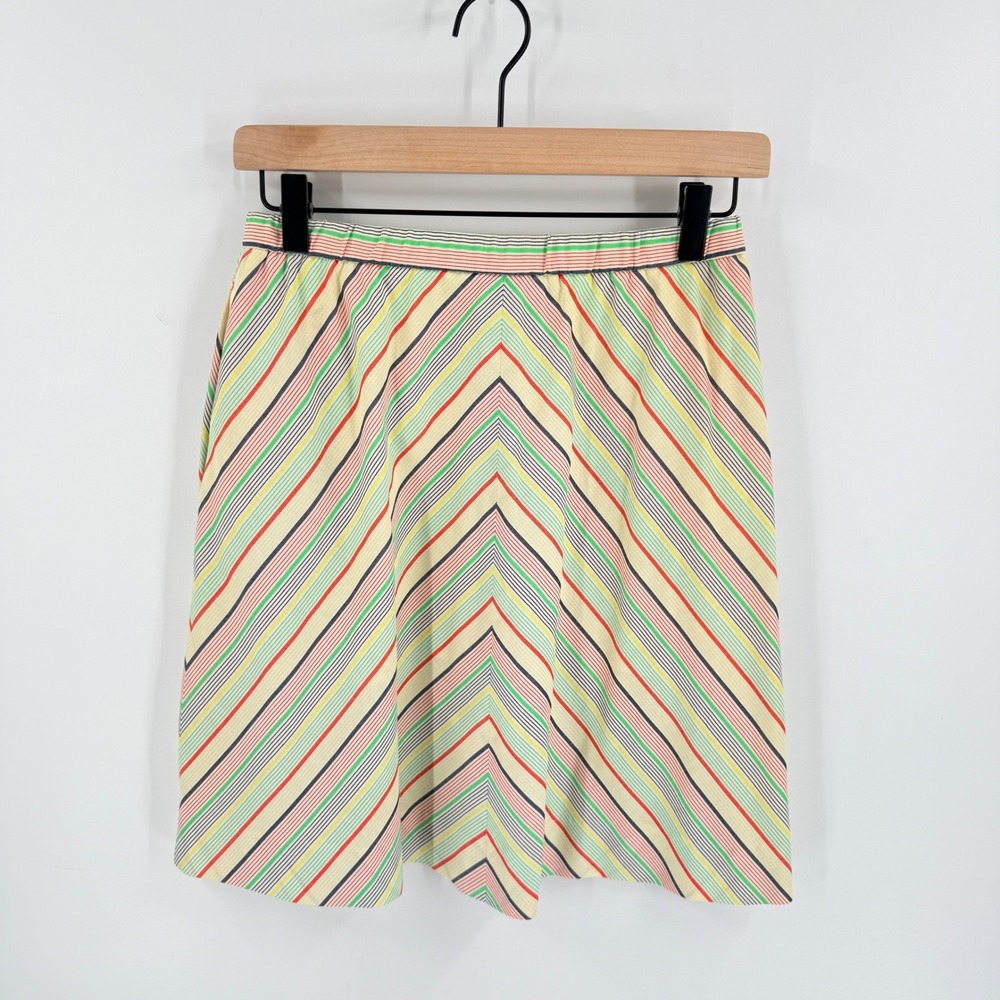 Vintage Hadley Striped Skirt Size 10 Rainbow Chevron A-Line Retro 70s Mod